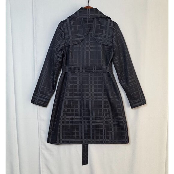 Vintage Y2K Mossimo Black Plaid Double Breasted Lightweight Trench Coat Large - Picture 6 of 15